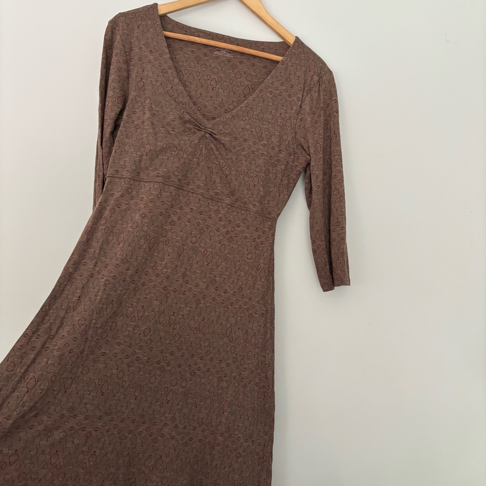 Toad&Co Rosalinda Babydoll Organic Cotton Knit Dress M Brown Sustainable Fall